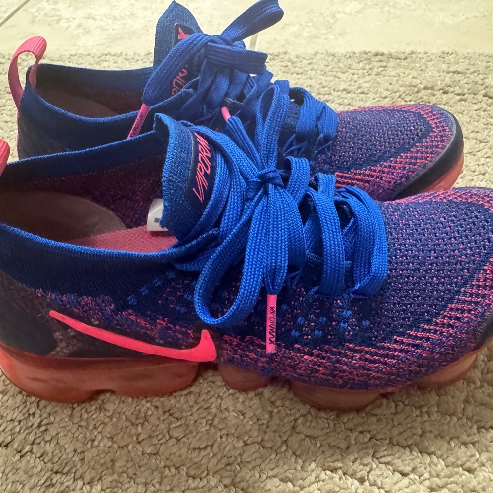 Nike Women's Blue and Pink Flyknit VaporMax Sneakers - Picture 4 of 8